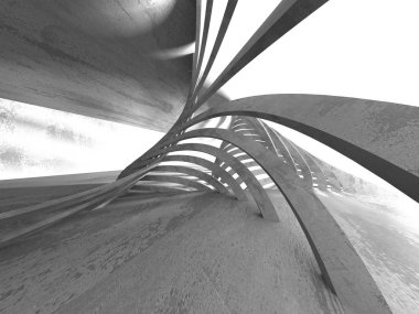 Karanlık beton boş oda. Modern mimari tasarım. Kentsel dokulu arka plan. 3D render illüstrasyon