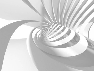 Fütüristik beyaz mimari tasarım arka plan. 3D render illüstrasyon