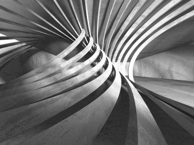 Karanlık Bodrum boş odası iç. Beton duvarlar. Mimari arka plan. 3D render illüstrasyon