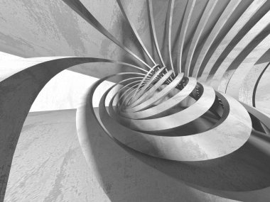 Karanlık Bodrum boş odası iç. Beton duvarlar. Mimari arka plan. 3D render illüstrasyon