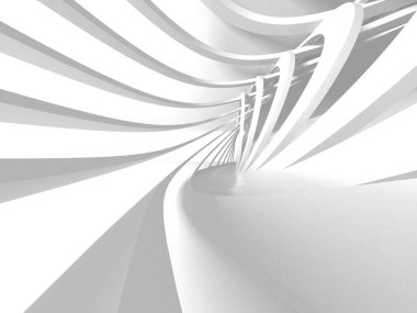 Beyaz Mimarlık inşaat Modern iç arka plan. 3D render illüstrasyon
