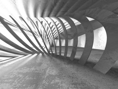 Geometrik beton mimari arka plan. 3D render illüstrasyon