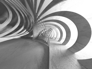 Beton mimari arka plan. Soyut boş karanlık oda. 3D render illüstrasyon