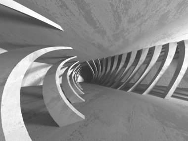 Beton mimari arka plan. Soyut boş karanlık oda. 3D render illüstrasyon