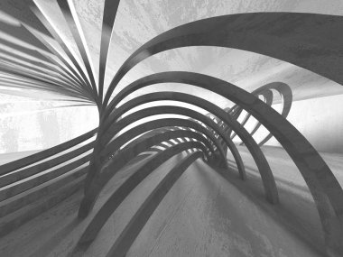 Geometrik beton mimari arka plan. 3D render illüstrasyon