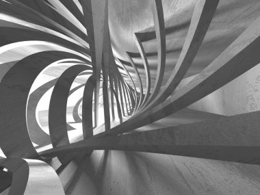 Geometrik beton mimari arka plan. 3D render illüstrasyon