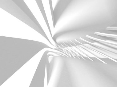 Fütüristik beyaz mimari tasarım arka plan. 3D render illüstrasyon