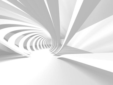 Fütüristik beyaz mimari tasarım arka plan. 3D render illüstrasyon