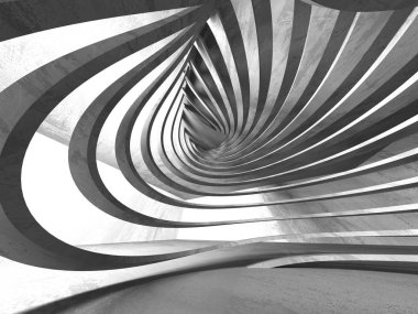 Karanlık Bodrum boş odası iç. Beton duvarlar. Mimari arka plan. 3D render illüstrasyon