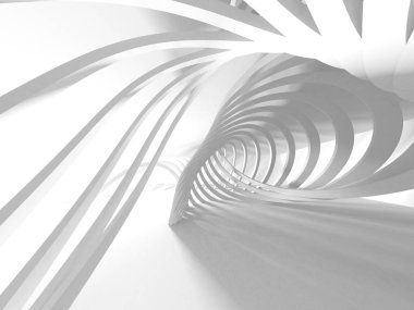 Beyaz Mimarlık inşaat Modern iç arka plan. 3D render illüstrasyon