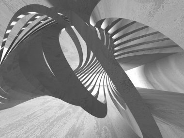 Geometrik beton mimari arka plan. 3D render illüstrasyon