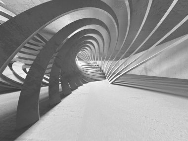 Beton mimari arka plan. Soyut boş karanlık oda. 3D render illüstrasyon