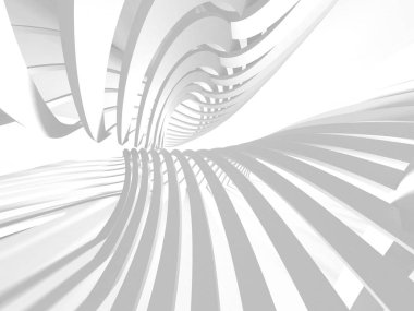 Beyaz Mimarlık inşaat Modern iç arka plan. 3D render illüstrasyon