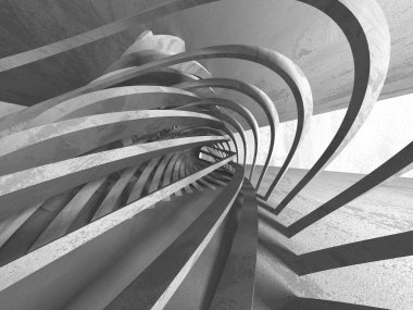 Beton mimari arka plan. Soyut boş karanlık oda. 3D render illüstrasyon