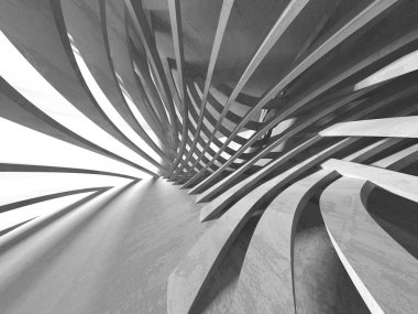 Geometrik beton mimari arka plan. 3D render illüstrasyon