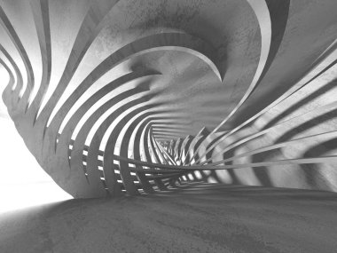 Karanlık beton boş oda. Modern mimari tasarım. Kentsel dokulu arka plan. 3D render illüstrasyon