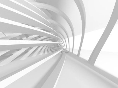 Soyut modern beyaz mimari arka planı. 3d resimleme