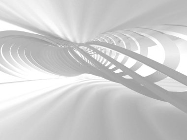 Fütüristik beyaz mimari tasarım arka plan. 3D render illüstrasyon