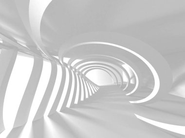 Beyaz Mimarlık inşaat Modern iç arka plan. 3D render illüstrasyon