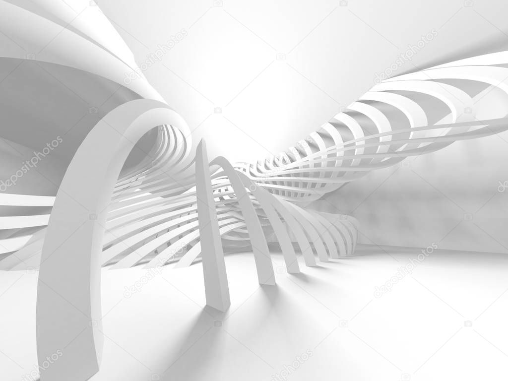 Abstract Modern White Architecture Background. 3d Render Illustration