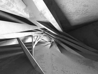 Beton mimari arka plan. Soyut boş karanlık oda