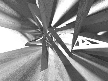 Karanlık beton boş oda. Modern mimari tasarım. Kentsel dokulu arka plan