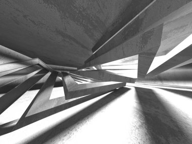 Karanlık Bodrum boş odası iç. Beton duvarlar. Mimari arka plan