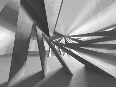 Beton mimari arka plan. Soyut boş karanlık oda. 3D render illüstrasyon