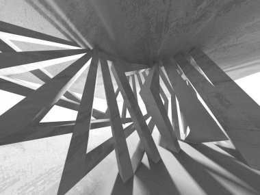 Beton mimari arka plan. Soyut boş karanlık oda. 3D render illüstrasyon