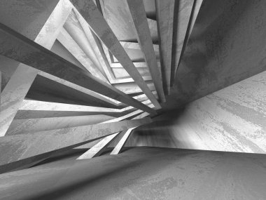 Karanlık beton boş oda. Modern mimari tasarım. Kentsel dokulu arka plan. 3D render illüstrasyon