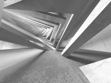 Karanlık beton boş oda. Modern mimari tasarım. Kentsel dokulu arka plan. 3D render illüstrasyon