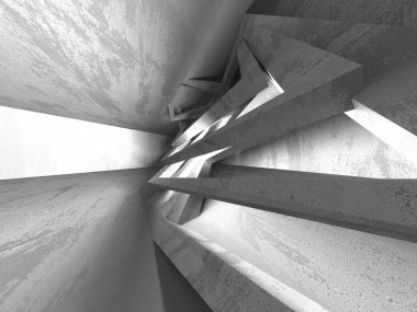 Karanlık beton boş oda. Modern mimari tasarım. Kentsel dokulu arka plan. 3D render illüstrasyon