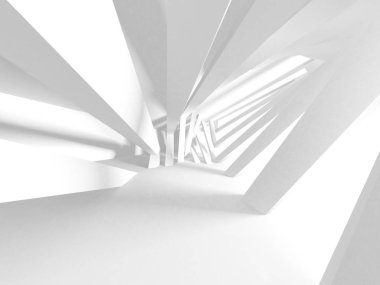 Soyut modern beyaz mimari arka planı. 3d resimleme