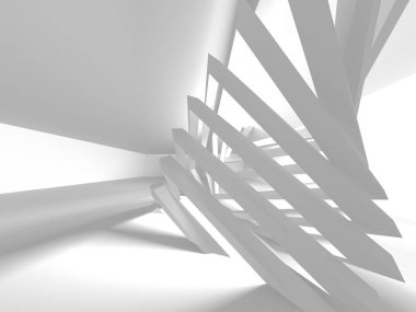 Soyut modern beyaz mimari arka planı. 3d resimleme