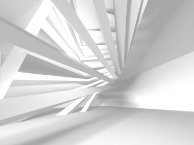 Soyut modern beyaz mimari arka planı. 3d resimleme