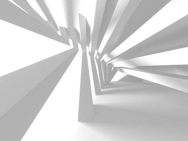 Fütüristik beyaz mimari tasarım arka plan. 3D render illüstrasyon
