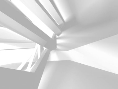 Fütüristik beyaz mimari tasarım arka plan. 3D render illüstrasyon