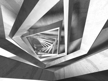 Karanlık Bodrum boş odası iç. Beton duvarlar. Mimari arka plan. 3D render illüstrasyon