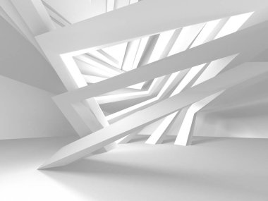 Beyaz Mimarlık inşaat Modern iç arka plan. 3D render illüstrasyon