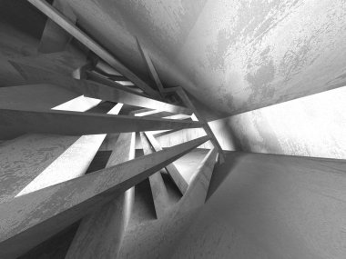 Karanlık Bodrum boş odası iç. Beton duvarlar. Mimari arka plan. 3D render illüstrasyon