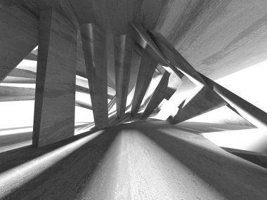 Geometrik beton mimari arka plan. 3D render illüstrasyon