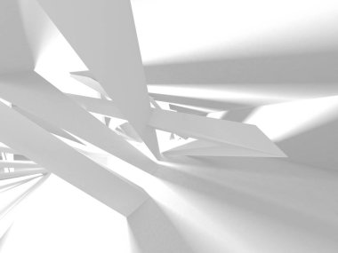 Beyaz Mimarlık inşaat Modern iç arka plan. 3D render illüstrasyon