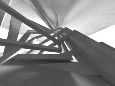 Geometrik beton mimari arka plan. 3D render illüstrasyon