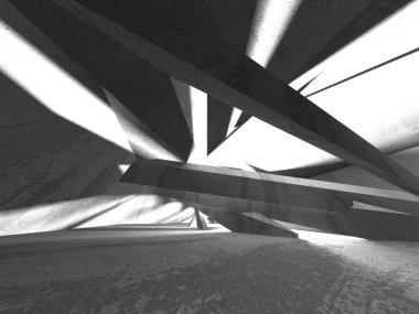 Geometrik beton mimari arka plan. 3D render illüstrasyon