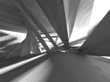 Geometrik beton mimari arka plan. 3D render illüstrasyon