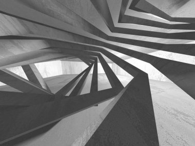 Geometrik beton mimari arka plan. 3D render illüstrasyon