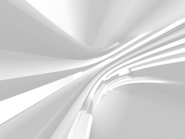 Fütüristik beyaz mimari tasarım arka plan. 3D render illüstrasyon