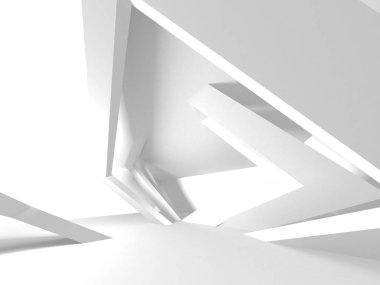 Fütüristik beyaz mimari tasarım arka plan. 3D render illüstrasyon