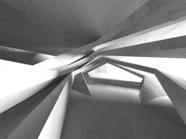 Beton mimari arka plan. Soyut boş karanlık oda. 3D render illüstrasyon