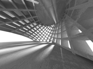 Geometrik beton mimari arka plan. 3D render illüstrasyon